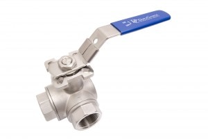 DuraChoice 3 way ball valve with NPT thread.