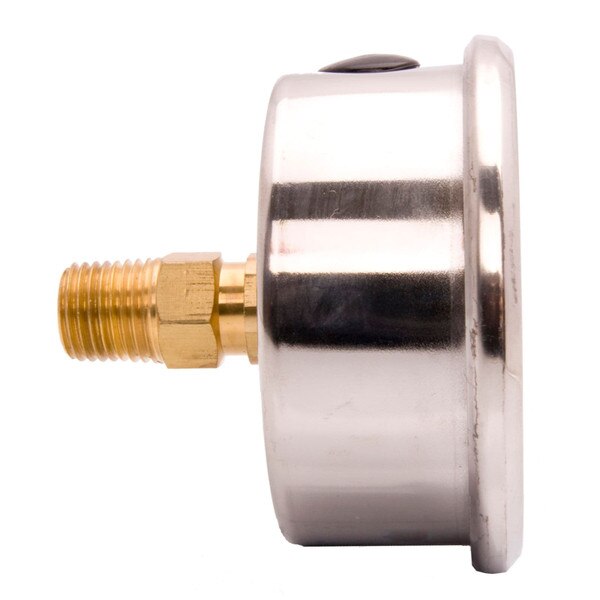 2-1/2" Oil-Filled Pressure Gauge - Stainless Steel Face, Brass, 1/4" NPT Center Back Mount Connection