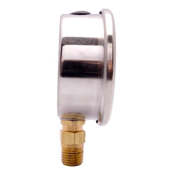 2-1/2" Silicone Oil Filled Pressure Gauge - Stainless Steel Case, Brass, 1/4" NPT Side Mount