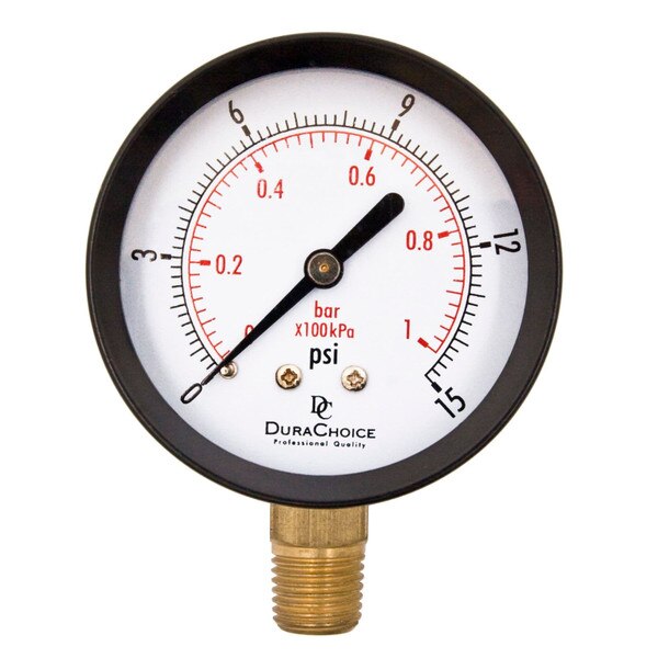 2-1/2" Utility Pressure Gauge for water, oil, gas (WOG) - Black Steel 1/4" NPT Lower Mount