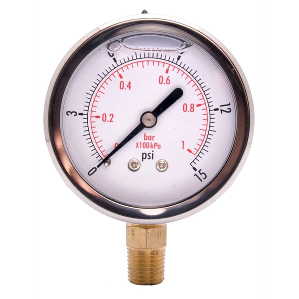 2" Oil Pressure Gauge - Stainless Steel Face, Brass, 1/4" NPT Lower Mount Connection