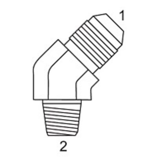 37 Flare To Pipe - 45 JIC x Male Pipe Male