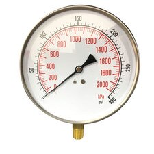 4-1/2" Contractor Gauge for air, water, and steam services, Stainless Steel Case, Brass Internals