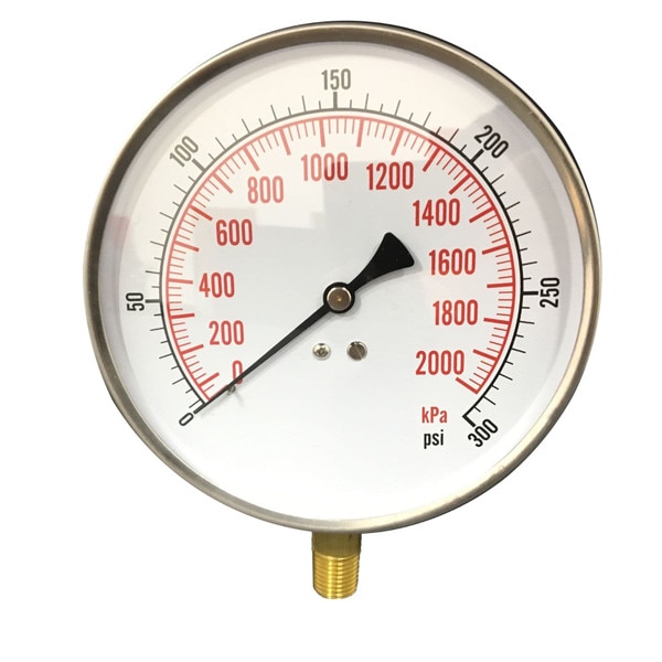 4-1/2" Contractor Gauge for air, water, and steam services, Stainless Steel Case, Brass Internals
