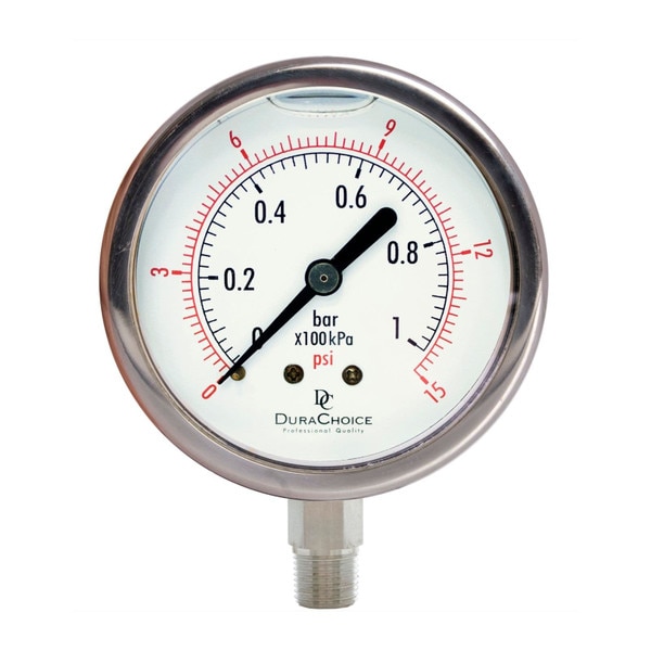 4 All Stainless Steel Oil Filled Pressure Gauge 3 8 Npt Lower Mount Connection