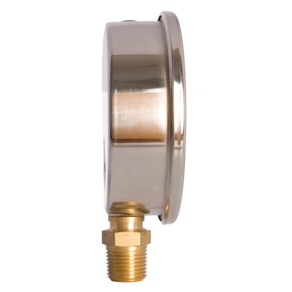 4" Oil Filled Pressure Gauge - Stainless Steel Case, Brass, 1/2" NPT, Lower Mount Connection 