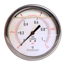 4" Oil Filled Pressure Gauge - Stainless Steel Case, Brass, 3/8" NPT, Center Back Mount Connection