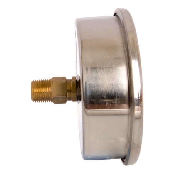 4" Oil Filled Pressure Gauge - Stainless Steel Case, Brass, 3/8" NPT, Center Back Mount Connection