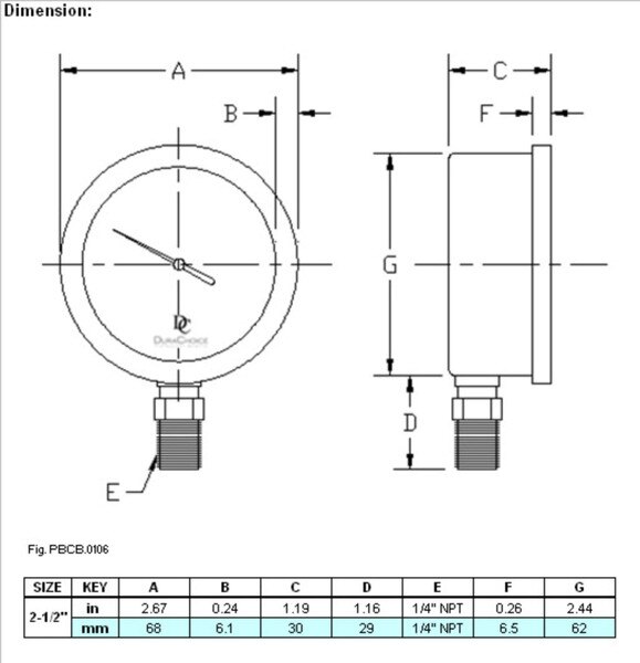 2-1/2" Face Vacuum Gauge Oil Filled All Stainless Steel Lower Mount