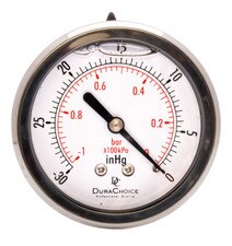 Center Back Mount Oil-Filled Vacuum Gauge 2" Face