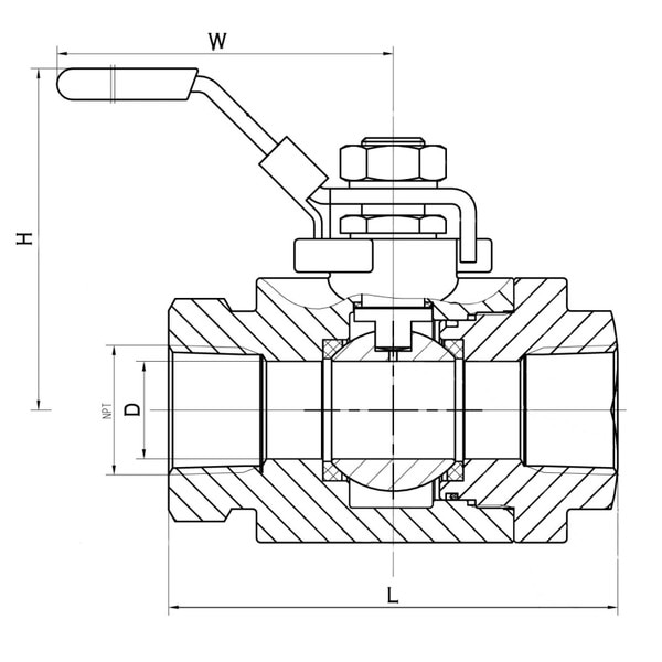 Carbon Steel 2-PC Ball Valve 3600PSI