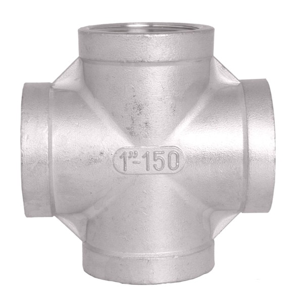 Cross Tee fitting with FxF ends. Available in SS304 and SS316.