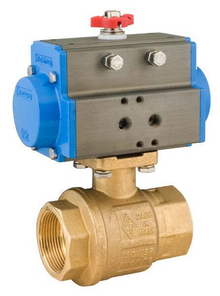 Double Action Pneumatic Actuator with 2 Way Brass Full Port Ball Valve Direct Mount
