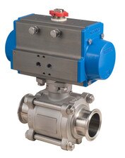 Double Acting 3 Piece S.S. (316) Sanitary Connection, Non-Cavity Filled, Full Port Ball Valve