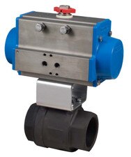 Double Acting Valbia Pneumatic Actuator w/2-Piece Carbon Steel Full Port Ball Valve