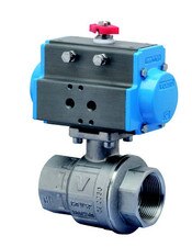 Double Acting Valbia Pneumatic Actuator w/S.S. 2 Piece Full Port Ball Valve (1,000WOG)