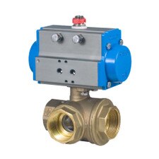 Double Acting Valbia Pneumatic Actuator w/ Lead-Free Brass 3-Way Standard T-Port Ball Valve