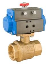 Double Acting Valbia Pneumatic Actuator with Lead Free Brass Full Port Ball Valve (Satinless Steel Ball/Stem)
