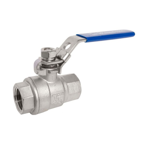 304 Stainless Steel Ball Valve - Full Port - 1,000 WOG (PSI) for Water, Oil, and Gas with Blue Locking Handles, NPT