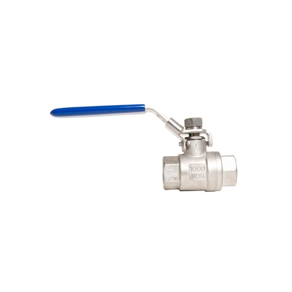 304 Stainless Steel Ball Valve - Full Port - 1,000 WOG (PSI) for Water, Oil, and Gas with Blue Locking Handles, NPT