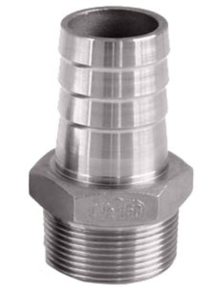This fitting comprises one NPT threaded male end and one hose barb end. Available in SS316 and SS304.