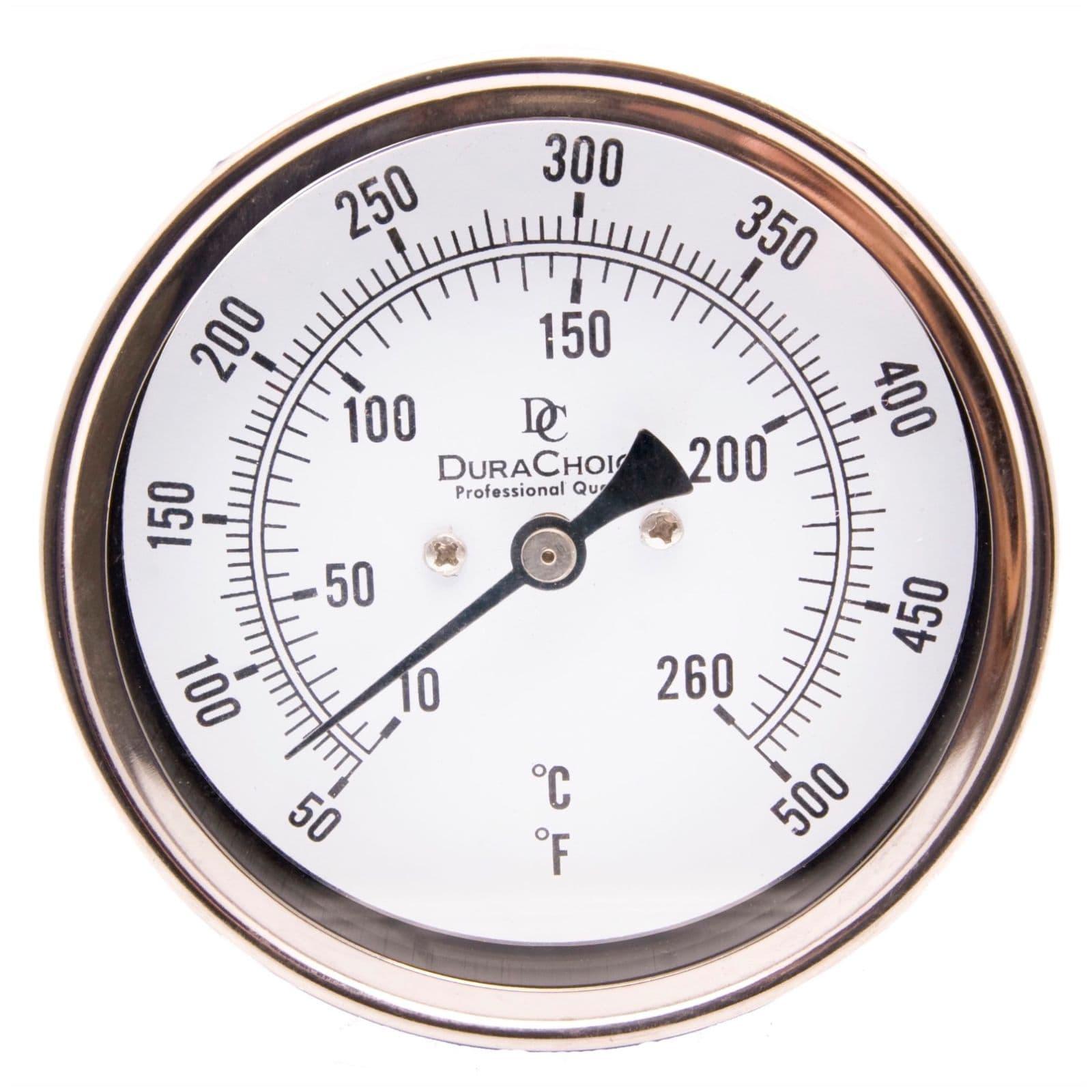 Industrial Bimetal Thermometer 5" Face Stainless Steel Case w/Calibration Dial