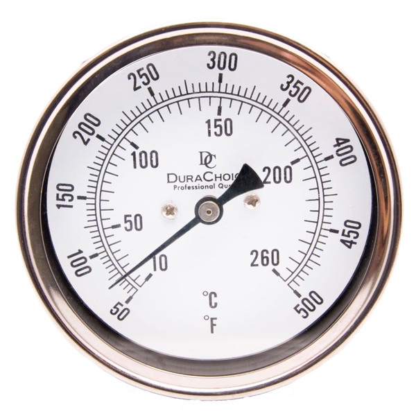 Industrial Bimetal Thermometer 5" Face - Stainless Steel Case w/Calibration Dial