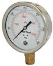 Liquid Filled - 4" Face x 1/2” Liquid Filled Stainless Case Brass Internals Lower Mount