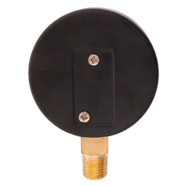 2-1/2" Black Steel/Brass Low Pressure Capsule Gauge Lower Mount 1/4" NPT, Dual Scale w/Bar.