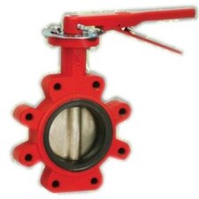LUG Style Butterfly Valve - Aluminum Bronze Disc / Lever Handle / Buna-N Seat / Orange Body