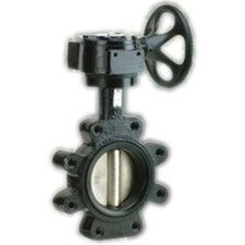 Lug Style Butterfly Valve - Ductile Iron Disc / Gear Handle / Buna-N Seat / Black Body