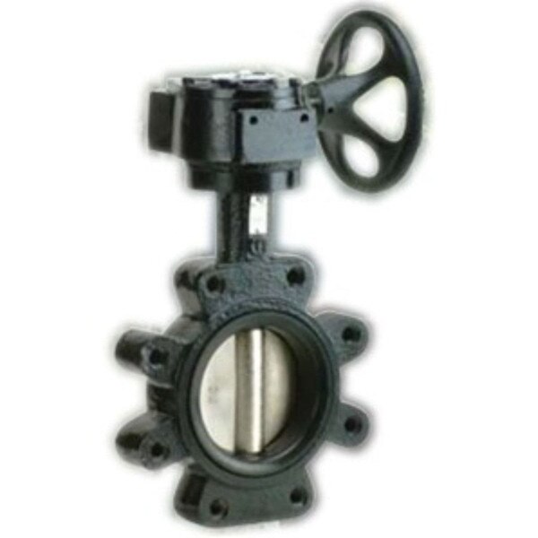 Lug Style Butterfly Valve - Ductile Iron Disc / Gear Handle / Buna-N Seat / Black Body