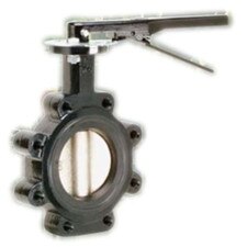Lug Style Butterfly Valve - Ductile Iron Disc / Lever Handle / Buna-N Seat / Black Body