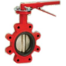 Lug Style Butterfly Valve - Stainless Steel Disc / Lever Handle / Buna-N Seat / Red Body
