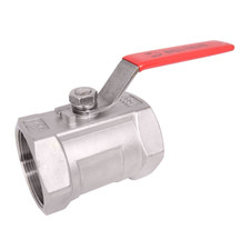 Stainless Steel (304) Ball Valve - 1pc Standard Port, 1000WOG No Logo Red Handle
