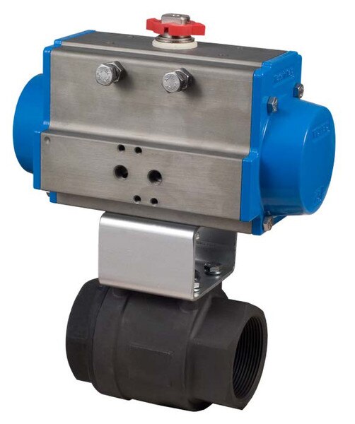 Spring Return Valbia Pneumatic Actuator w/2-Way Unibody Carbon Steel Seal Weld Ball Valve