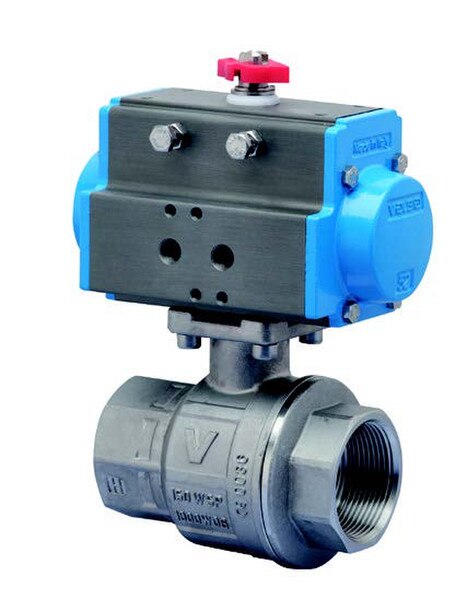 Spring Return Valbia Pneumatic Actuator w/S.S. 2 Piece Full Port Ball Valve (1,000WOG)