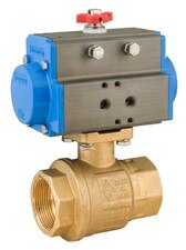 Spring Return Valbia Pneumatic Actuator with Lead Free Brass Full Port Ball Valve (Satinless Steel Ball/Stem)