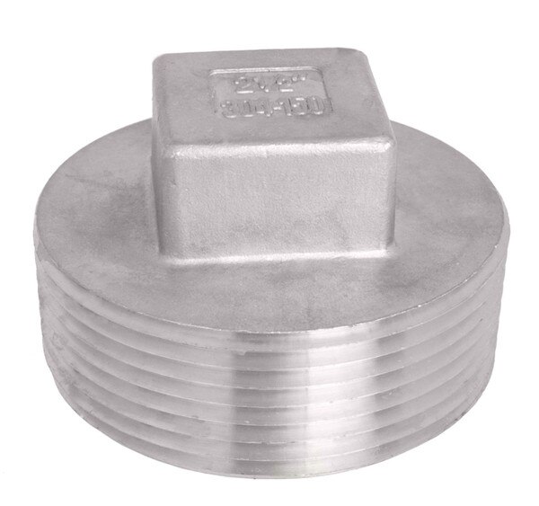 Male x Closed End Plug with NPT threading. Square on closed end allows for easy tightening.