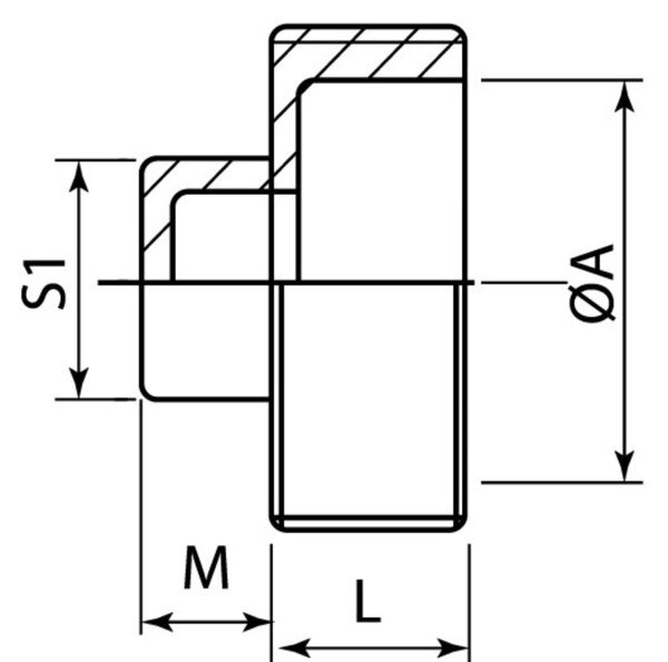 Male x Closed End Plug with NPT threading. Square on closed end allows for easy tightening.