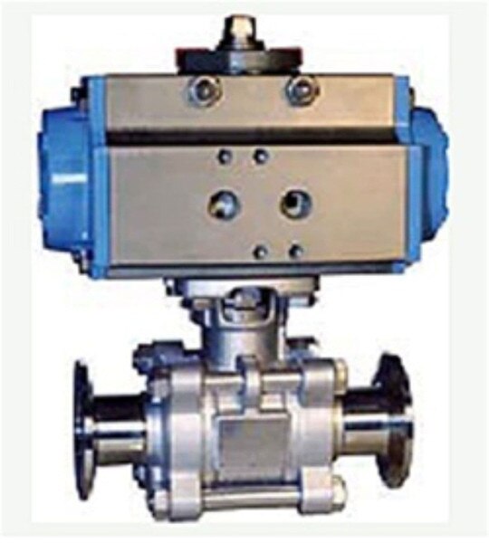 SR Pneumatic Actuator with 2 Way Stainless Steel Sanitary Ball Valve Direct Mount