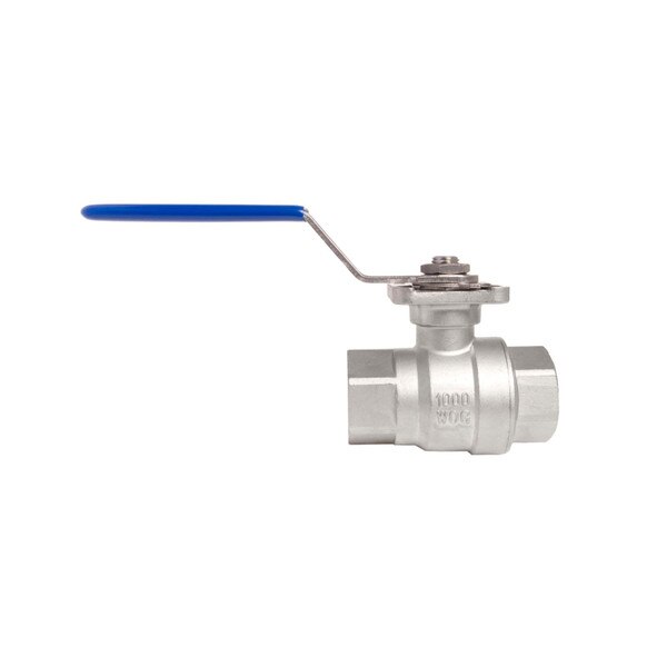 SS316 Ball Valve with High Platform and Direct Mounting Pad, 2 Piece Full Port,. 1,000 WOG, 14 NPT