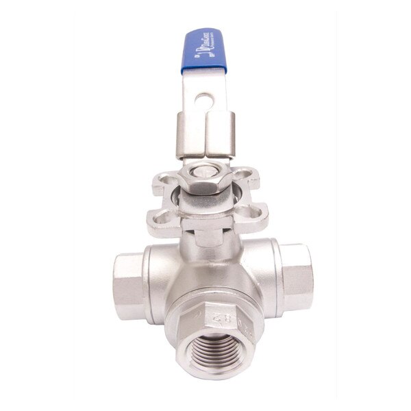 Stainless Steel (316) 3-Way Ball Valve - L Port or T Port with Mounting Pad - 1,000 PSI (WOG)