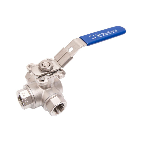 Stainless Steel (316) 3-Way Ball Valve - L Port or T Port with Mounting Pad - 1,000 PSI (WOG)