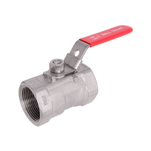 Stainless Steel (316) Ball Valve - 1 Piece Standard Port, 1,000 PSI (WOG) w/ Red Handle