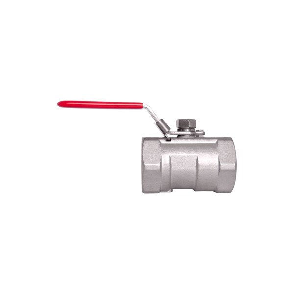 Stainless Steel (316) Ball Valve - 1 Piece Standard Port, 1,000 PSI (WOG) w/ Red Handle