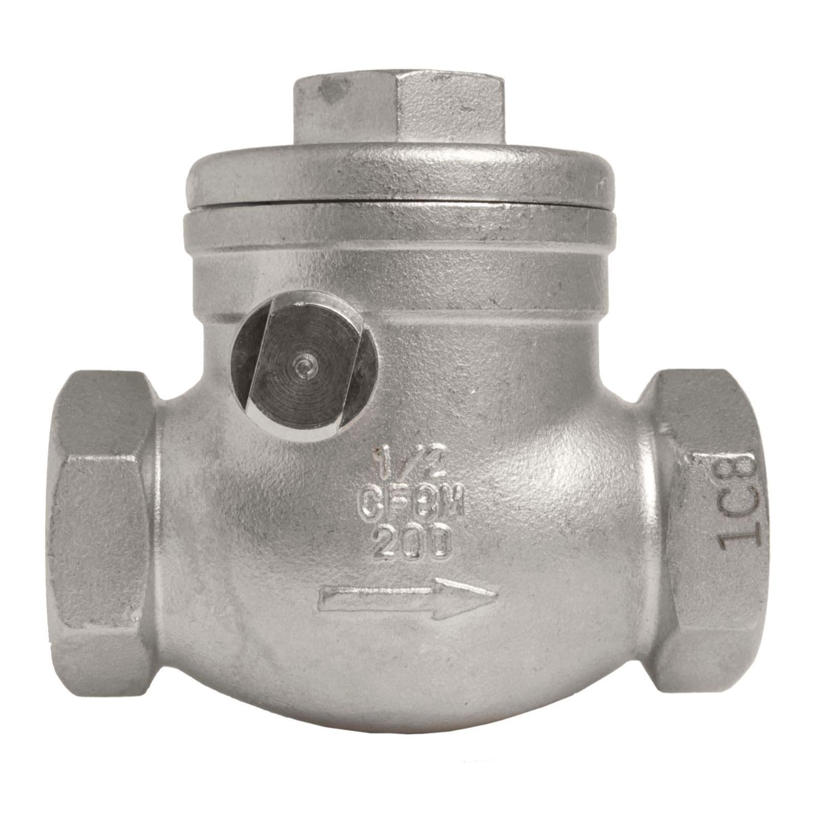 DERPIPE 1/2 Inch Vertical Check Valve SUS304 Spring Loaded Check Valve in-line Low Cracking Pressure CF8M WOG 1000