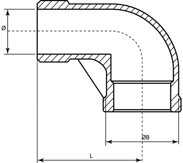 MxF NPT Threaded Elbow Fitting, available in SS304 and SS316. Elbow bends at 90-degree angle.