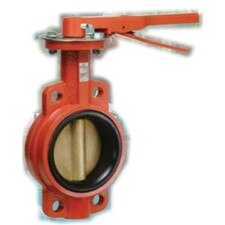 Wafer Style Butterfly Valve - Alumimum Bronze Disc / Lever Handle / Buna-N Seat / Orange Body